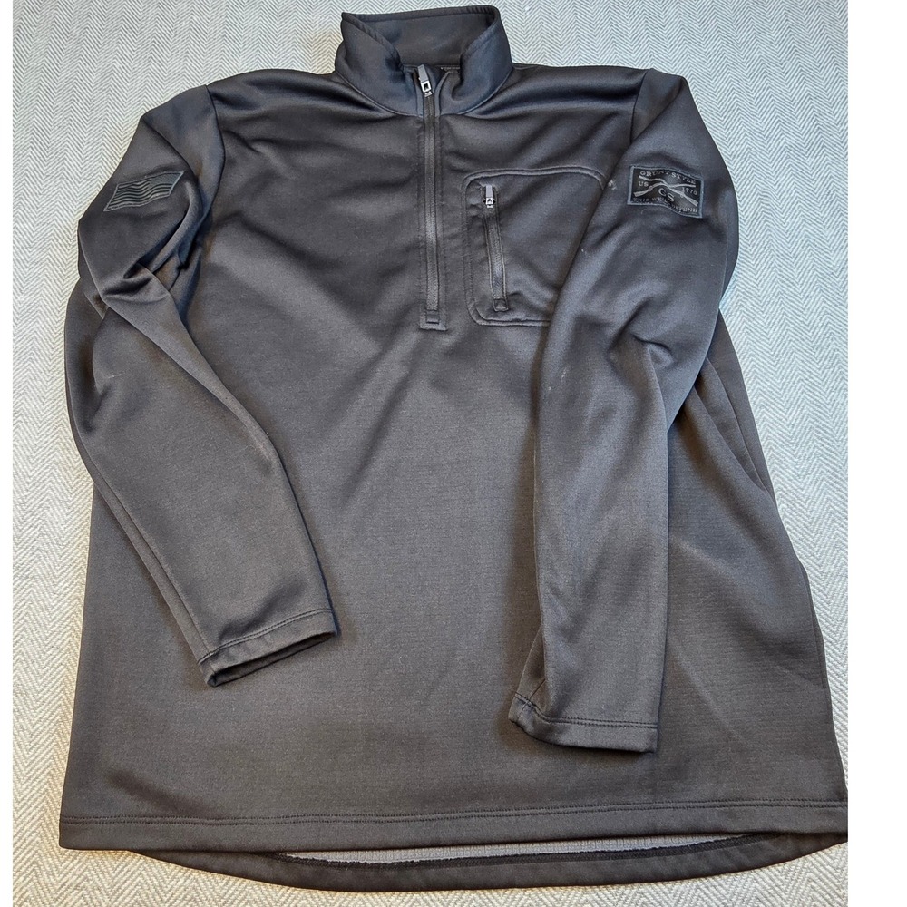 Grunt Style Mens Black Quarter Zip Pullover GS5312 American Flag Patch XL